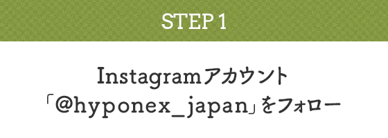 Instagram応募方法 STEP1:Instagramアカウント「hyponex_japan」をフォロー